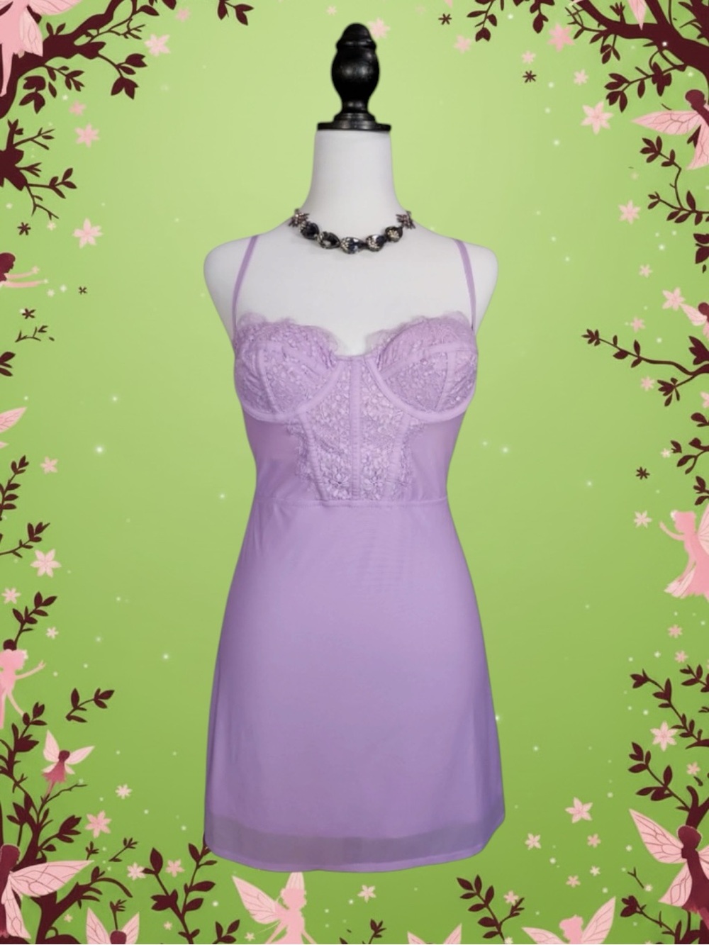Urban Outfitters NWT Coquette Fairycore Balletcore Lace Bustier Slip Dress M